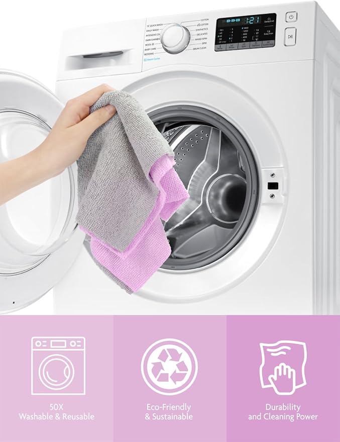 Fantasticlean Microfiber Cleaning Cloth Roll-75 Sheets, 12" x 12" (Purple) | Super Absorbent, Lint-free, Tear-away Microfiber Towel Roll, for All-Purpose Cleaning, Reusable Alternative to Paper Towels