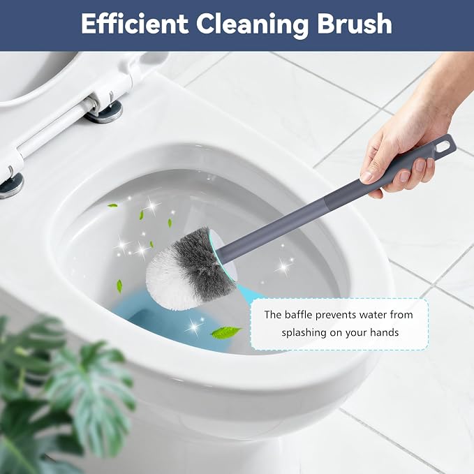 Toilet Bowl Brush and Holder, 3 Pack Compact Toilet Brush Set with Nylon Bristles Toilet Brush Hidden Scrubber Brushes for Bathroom Cleaning—Blue
