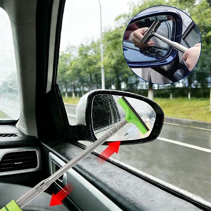 5 PCS Side Mirror Squeegee, Retractable Car Rearview Mirror Wiper | Car Mirror Squeegee, Portable Car Cleaning Tool for Rainy Foggy Weather (Black/Pink/Green/Orange/Blue)