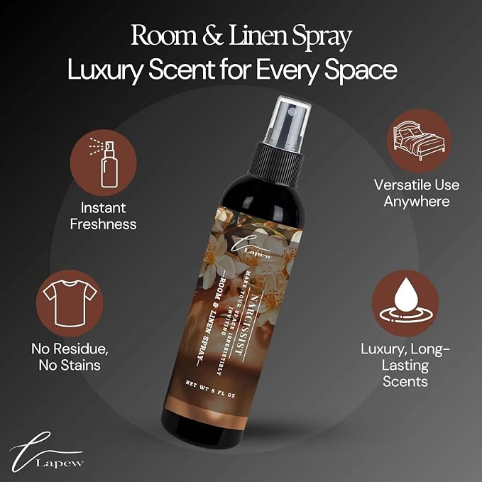 Lapew Room & Linen Spray | Fragrance Mist for Home, Car & Office | Fabric & Air Freshener | Neutralizing Mist | Made in USA | Narcissist