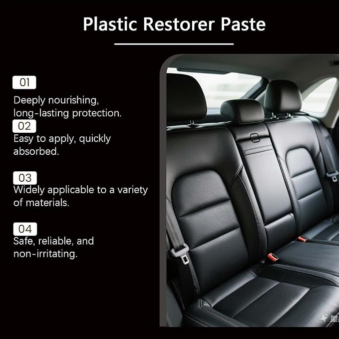 Plastic Restorer for Cars, Back to Black Trim Restorer Polish- Renews Faded Bumpers, Dashboard, Plastic, Vinyl & Rubber Trim Back to Black Shine, for All Vehicles Cars, Trucks, Suvs