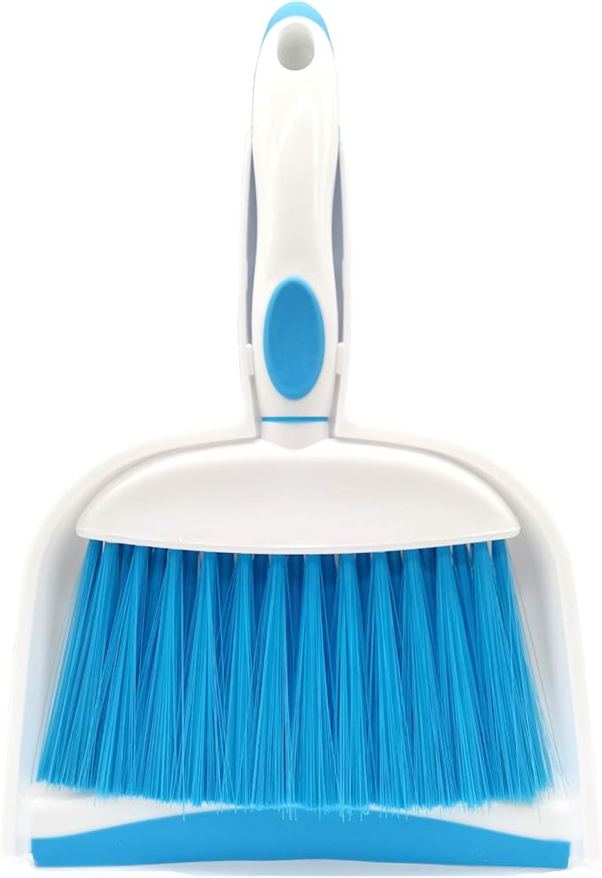 Mini Broom and Dustpan Set-Mini Whisk Set for Desk, Housekeeping, Office, Kitchen, Pet Nest, etc.,Daily Cleaning Necessity Plastic Mini Dustpan Set (Blue)