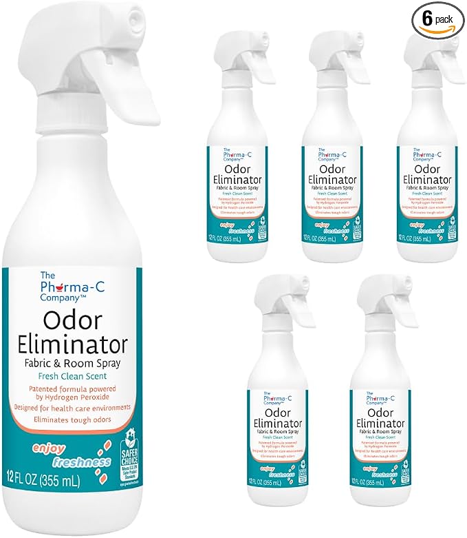 The Pharma-C Company - Odor Eliminator [6-12oz Bottles] - Bulk Fabric & Room Spray -Extra Strength Multipurpose Air Freshener & Fabric Refresher- Neutralize Deodorize