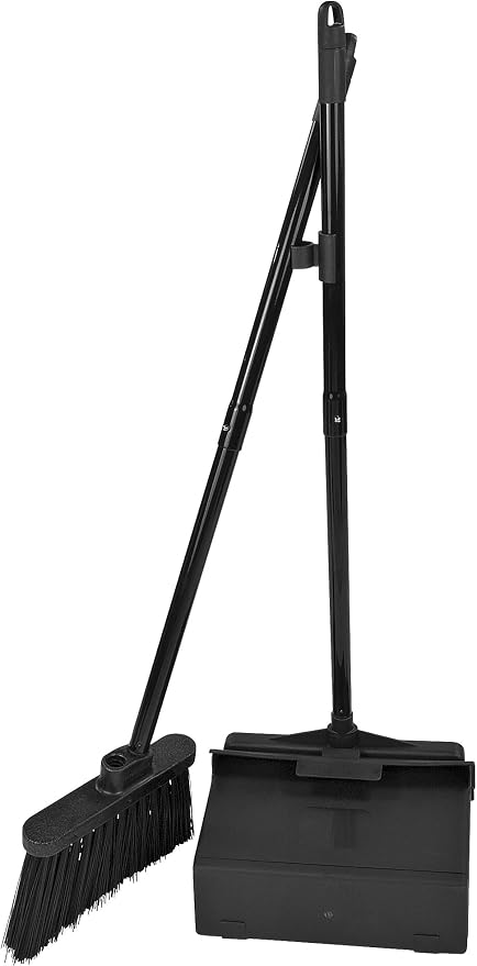 Carlisle FoodService Products Duo-Pan 36" Short Upright Dust Pan & Broom Set, Black