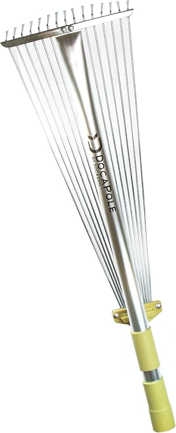 DOCAZOO Roof Rake Gardening Pole Attachment | Roof Rake Attachment for Extension Poles - Clears Leaves & Debris from Roofs and Gutters