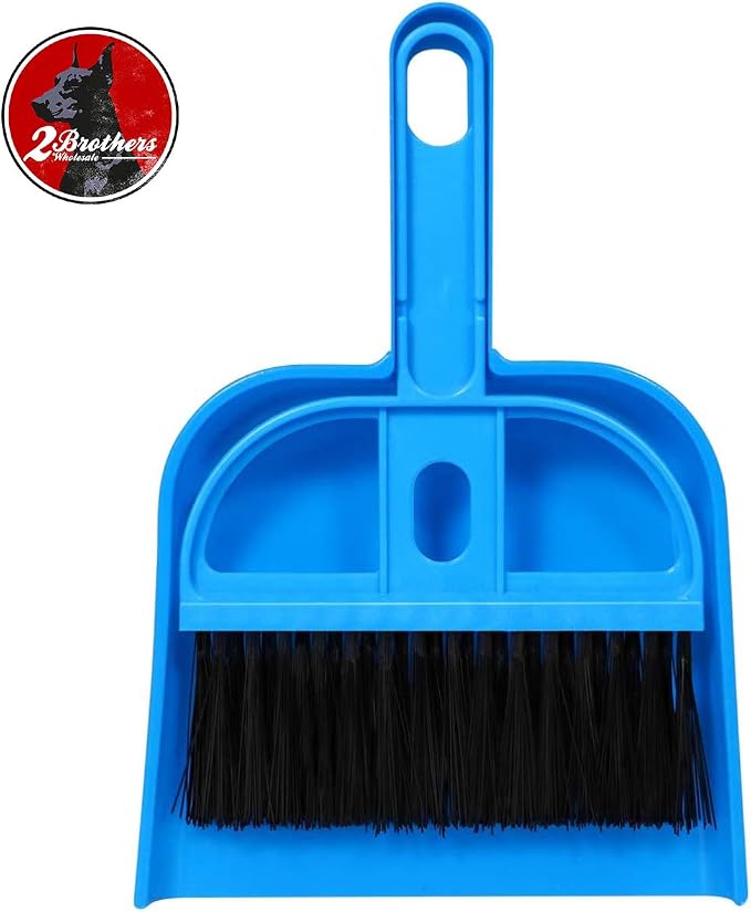 Mini Broom and Dustpan Set - Compact Cleaning Kit for Home, Car, Camping, Small Spaces, Pet Cleanup, and Travel - Durable Small Broom and Dustpan Set Mini - Blue Broom