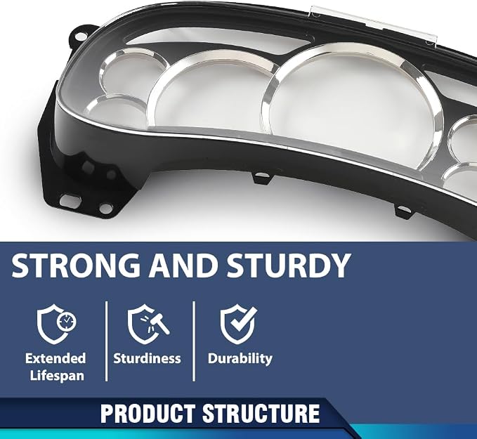 PIT66 Instrument Gauge Cluster Lens Cover Chrome Rings Compatible with Chevy Silverado Avalanche Tahoe GMC Sierra Yukon Suburban 2003-2006 12240394 Dash Bezel Trim