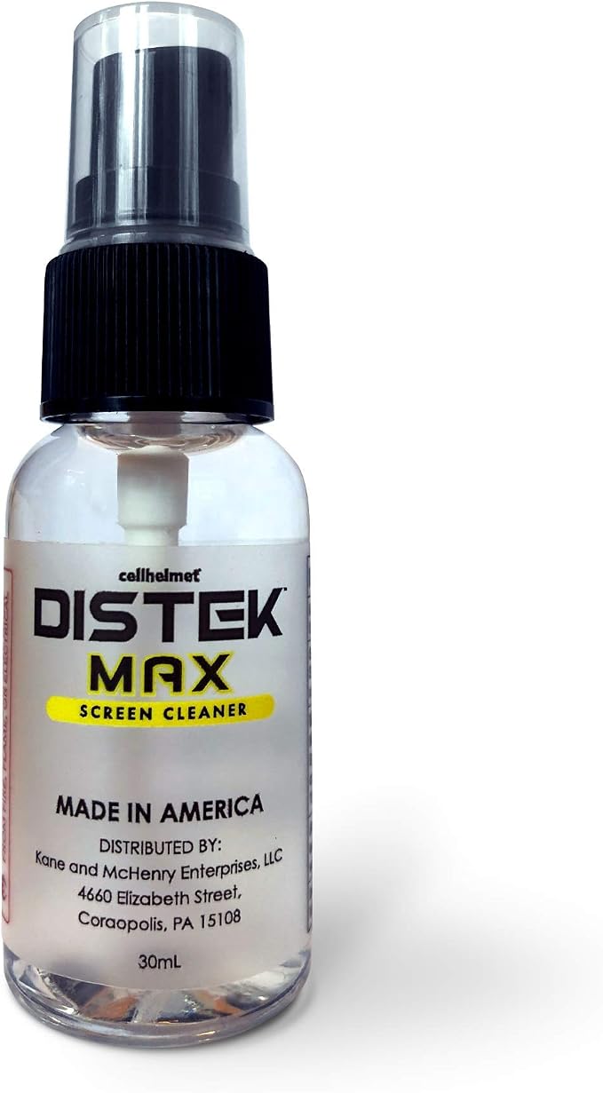 cellhelmet DISTEK Max Screen & Phone Cleaner | 70% Isopropyl Alcohol Formula | Safe for All Devices | Anti-Streak & Fast-Drying | 30mL Travel Size | As Seen on Shark Tank | Retail Packaging