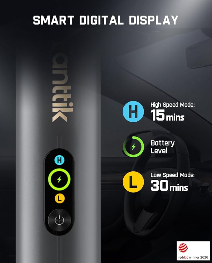 Fanttik Slim V10 APEX Cordless Car Vacuum, 4-in-1 Portable Mini Handheld Vac, 19kPa Suction Power, Upgraded Smart Digital Display, 2 Suction Modes for Small Jobs, Car, Office Desk, Keyboards (Gray)