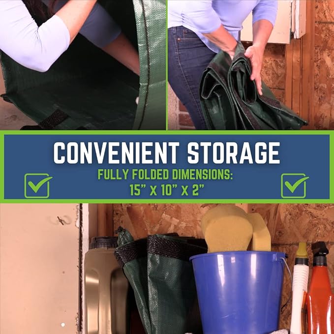 DURASACK Heavy Duty Home and Yard Waste Bag 48-Gallon Woven Polypropylene, Reusable Lawn and Leaf Garden Bag with Reinforced Carry Handles, Pop-Up Self-Standing Garbage Can, Blue (Pack of 2)