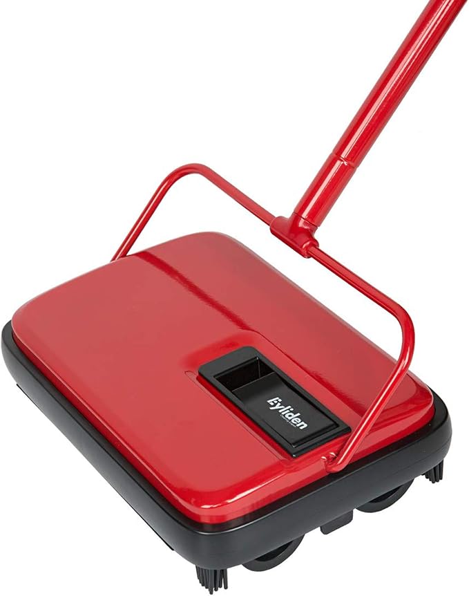Eyliden Carpet Sweeper, Mini Size, Manual Sweeping, Red | Lightweight, Hand Push - No Noise, Non-Electric, Easy Clener, Only for Carpet and Rug Cleaning