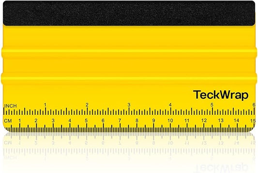 TECKWRAP Felt Squeegee Scraper Tool for Vinyl, Yellow, 6"x2.9" | For Vinyl, Decals, Inkjet Sticker Paper, and Wallpaper, Scratch-Free Application