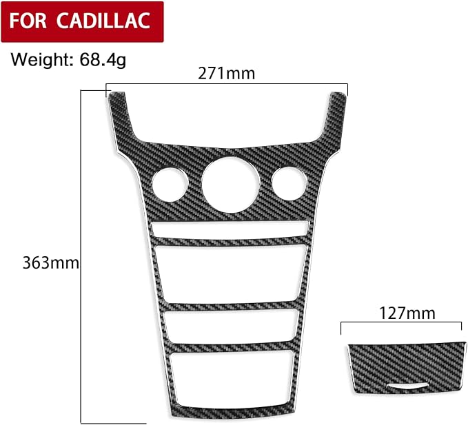 Central Control Gear Shift Panel Trim Compatible with Cadillac CTS 2008 2009 2010 2011 2012 2013 Anti-Scratch Panel Decorative Sticker Real Carbon Fiber