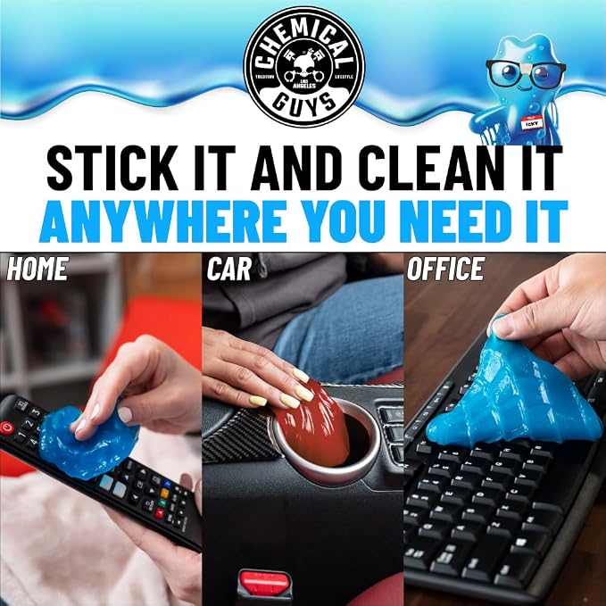 Chemical Guys, Sticky Icky Cleaning Gel, Green Apple & Strawberry, 2 Pack | For air vents, dashboards, and keyboards, reusable, for vents, cup holders, and keyboards, use for dashboard crevices