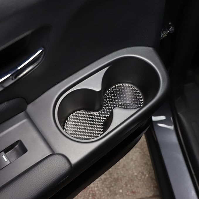 Car Interior Door Groove Gate Pad, Inner Door Slot Mats, Car Cup Holder Coaster Mat for Honda Pilot 2016-2022/ Passport 2019-2023, Carbon Fiber (2rd Row Cupholder Slot Mat)
