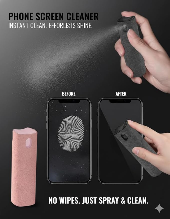 Car Screen Cleaner Spray and Wipe Touch Screen Cleaner for Car Display,2 in 1 Laptop Computer Screen Cleaner,Car Accessories Interior,Travel Cleaning Kit (2 Units)