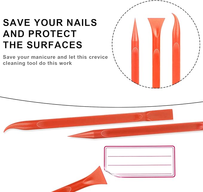 9 Pieces Plastic Scraper, No-Scratch Paint Scraper Tool Portable Car Crevice Cleaning Tool Multi-use Kitchen Scraper Small Sticker Remover for Tight Spaces, Crevices, Food, Labels, Oil Stains, Dirt