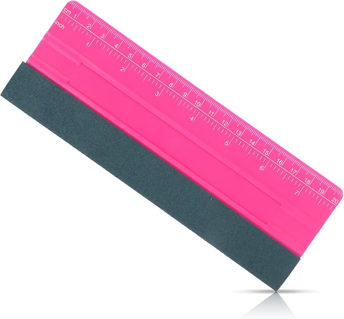 Wallpaper Smoothing Tool, Professional Vinyl Squeegee with Ruler | Felt Squeegee for Vinyl Decals Sticker Paper Wallpaper Window Film Tools (Pink, 8inch)