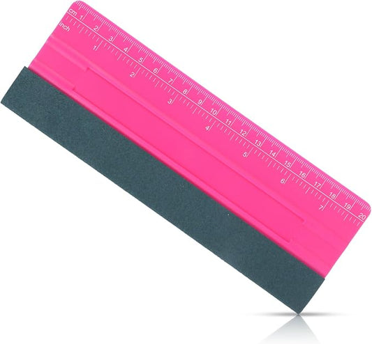 Wallpaper Smoothing Tool, Professional Vinyl Squeegee with Ruler | Felt Squeegee for Vinyl Decals Sticker Paper Wallpaper Window Film Tools (Pink, 8inch)
