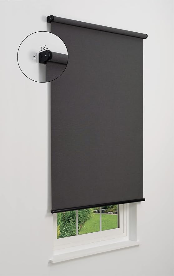 Linen Avenue Cordless 1% Solar Screen Standard Roller Shade, Charcoal 60 W x 78 H (Arrives 1/4" Narrower)
