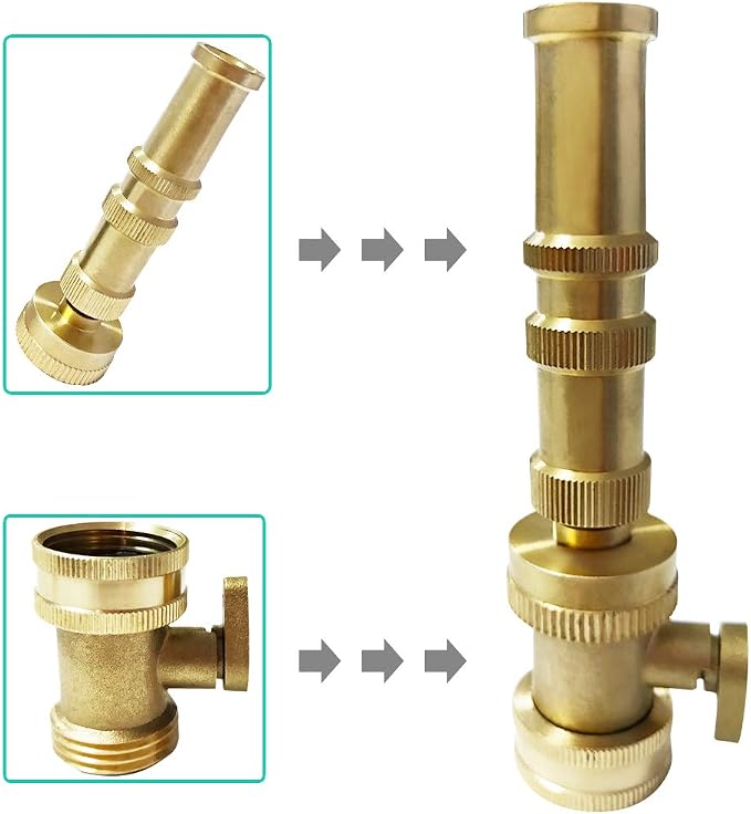 HQMPC Heavy Duty Brass Shut Off , Brass Water hose valve On/Off valve garden hose Connector (2PCS) +4 Extra Pressure Washers