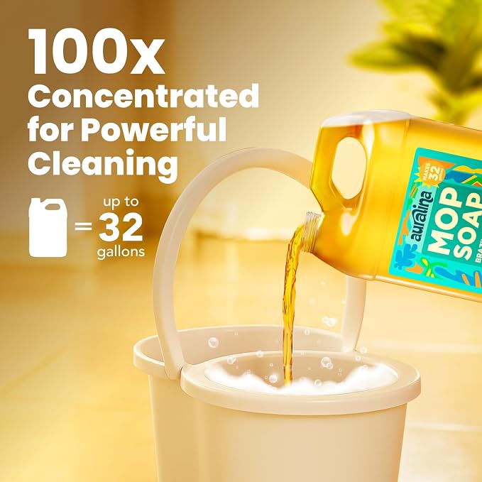 Mop Soap - Brazilian Waves Concentrated Floor Cleaner | Highly scented, concentrated formula. No residue, pet safe. Ideal for hardwood, tile & laminate. 32oz makes 50+ mop fills.