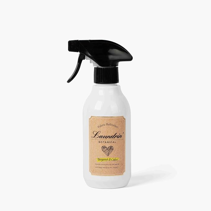 Laundrin Botanical Fabric Mist - Bergamot & Cedar, 300ml Deodorizing | Pet odor eliminator for home, room essentials fabric spray, odor removal for mattress, curtain, sofa, carpet