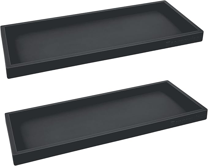 Spacewiser Countertop and Vanity Tray - 2 PC Large 11.7" Silicone Bathroom Trays, Counter Organizer, Dish Soap Sponge Holder Kitchen Sink Tray Organizer, Sink Caddy Toothbrush Key Kitchen Soap Trays