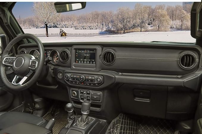 JeCar Interior Trim Kit Dashboard Air Conditioner Vent Ring Interior Accessories Compatible with Jeep Wrangler 2018-2023 JL & Gladiator JT, Carbon Fiber Texture
