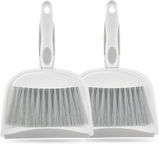 Dust pan, Mini Dustpan and Brush Set, Small Broom and Dustpan Set, Small Hand Broom and dust pan Set, Whisk Broom, Dust pan and Brush for Desk, Table, Home, Kitchen Necessities (Gray 2pcs)