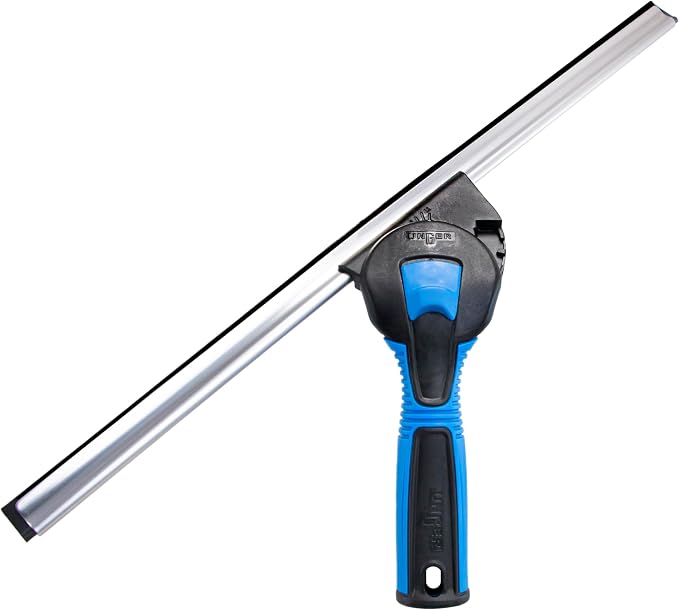 Unger Professional Connect and Clean 18” Swivel Window and Glass Cleaning Squeegee with EZ Change, Large Surfaces with Streak-Free Results, Swiveling Head for Corners and Edges, Rubber Replacement
