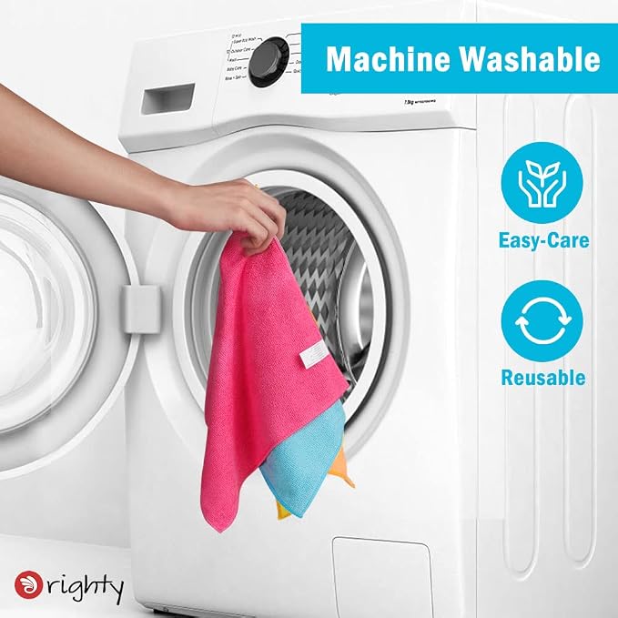 Orighty Microfiber Cleaning Cloth, Cleaning Rags, 12 Pack, 12x11 in | Microfiber Towels for Cars, Soft Highly Absorbent Rag, Lint Free Cloths for Car Care, House, Kitchen