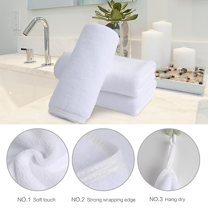 SINLAND Microfiber Facial Cloths Fast Drying Washcloth 12inch x 12inch Absorbent Face Wash Cloth Soft Makeup Remover Cloths