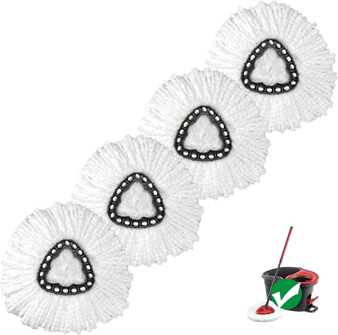 4 Pack Mop Replace Head | Spin Mop Replacement Head Easywring 1-Tank System, Easy Cleaning, Microfiber, Machine Washable