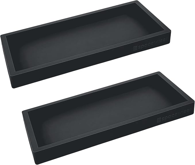 Spacewiser Countertop and Vanity Tray - 2 PC Small 7.7" Silicone Bathroom Trays, Kitchen Soap Tray, Dish Sponge Soap Holder Kitchen Sink Organizer Caddy, Bathroom Counter Trays for Lotion Dispenser