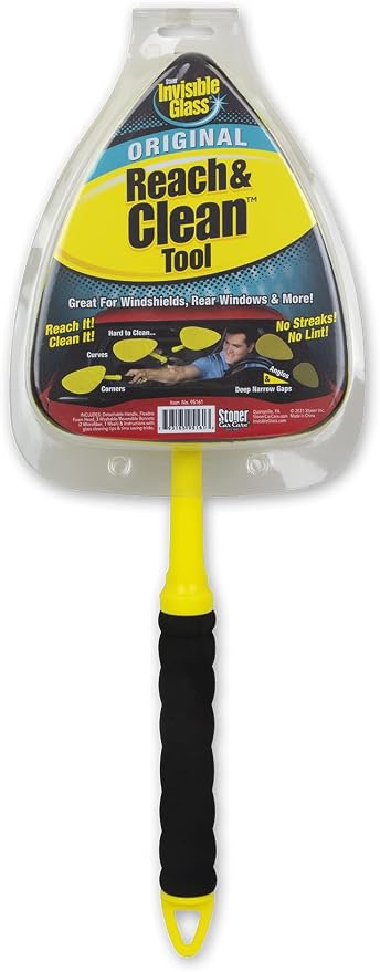 Invisible Glass 95161 Reach and Clean Tool (1-Piece) - Window Wand Glass Cleaning Tool for Windshields, Cleaner for Auto Glass, Hard-to-Reach Places