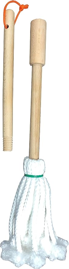JustForKids Kids Cleaning Set, 6 Pieces - Wooden Pretend-Play Housekeeping Toy with Broom, Mop, Brush, Duster, Dustpan & Hanging Stand, STEM Learning Toy for Toddlers & Kids, Boys & Girls, Multicolor