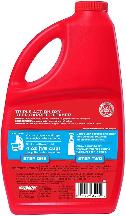 Rug Doctor Triple-Action Oxy Carpet Cleaner Deep Cleans, Deodorizes, and Refreshes Carpet & Upholstery, 96 oz., Daybreak Scent, Professional-Grade