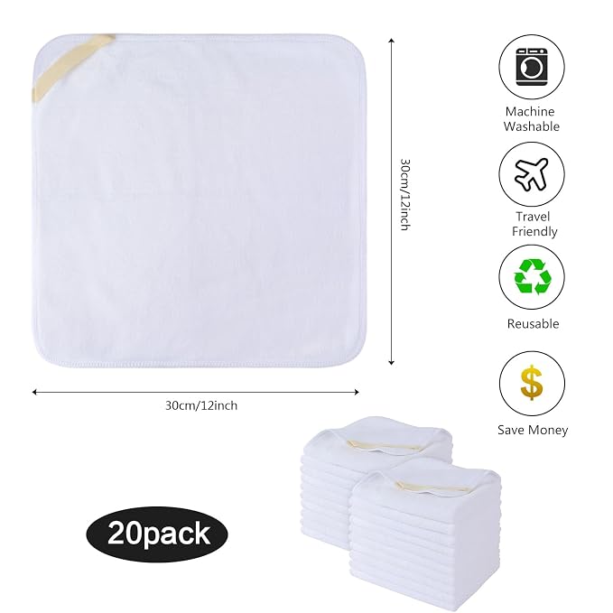 SINLAND Microfiber Facial Cloths Fast Drying Washcloth 12inch x 12inch Absorbent Face Wash Cloth Soft Makeup Remover Cloths