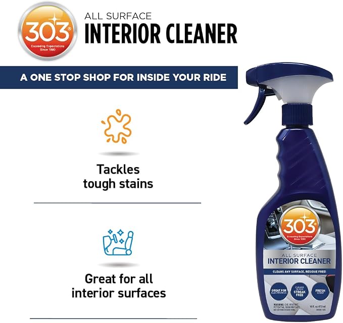 303 Interior Cleaner for Dash, Glass & Screens, 16 oz | Cleans interior surfaces with a residue-free finish. Safe on touchscreens, LCDs, and glass.