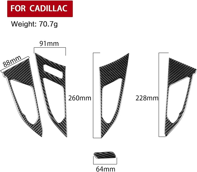 Real Carbon Fiber Trim for Cadillac CTS Accessories | for 2008 2009 2010 2011 2012 2013 Door Handle Decoration Panel Sticker Interior Thick Overlay Decal