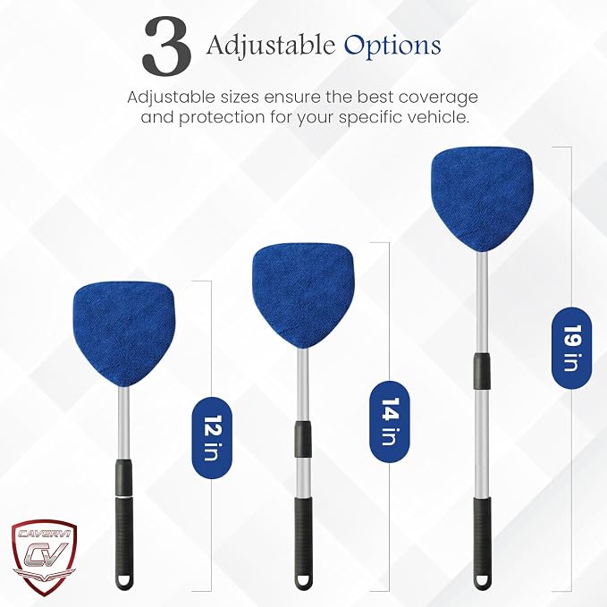 Windshield Cleaner Tool for Inside Car Windows with 6 Microfiber Pads Power Blade Glass Cleaning Kit, Magnetic Reach Handle for Auto Interior, Streak Free Window Supplies