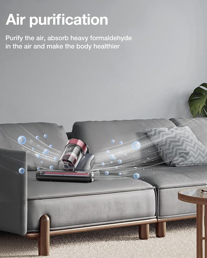 Jimmy Mattress Vacuum Cleaner, Bed Vacuum Cleaner with UV Sanitizing & HEPA Filter & Ultrasonic, Hot Wind and Air Purification, 15Kpa 500W Handheld Vacuums for Bed, Couch, Sofa, Crib (BX8-Corded)