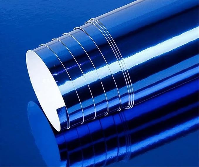 DIYAH Gloss Chrome Mirror Vinyl Car Wrap Sticker with Air Release Bubble Free Anti-Wrinkle 12" X 60" (1 FT X 5FT) (Blue)