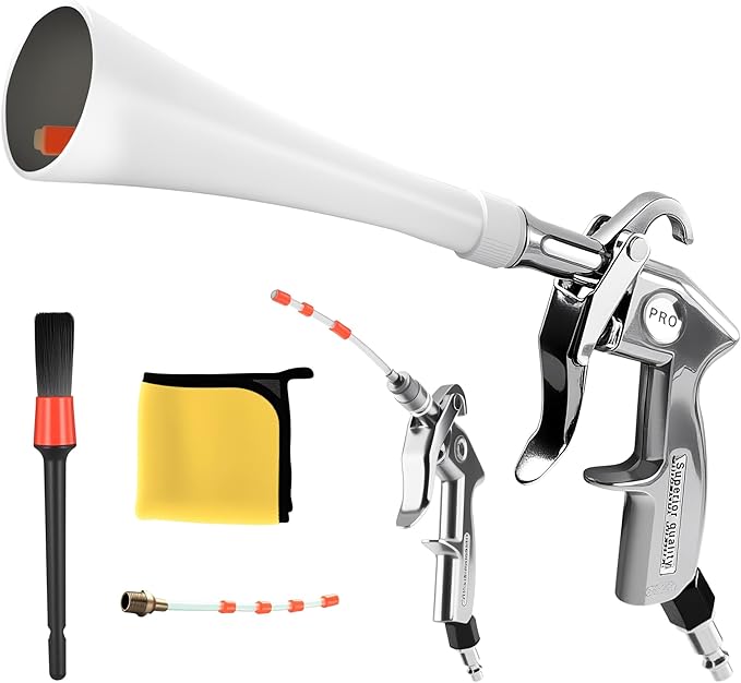 GOCCIDA Tornado Dry Cleaning Gun Interior Air Blow Gun for Car Detailing | Car Detailing Kit Interior Cleaner,Car Detailing Tools for Car Quickly Blasts Dirt and Dust with Nozzle and Dusting Brush