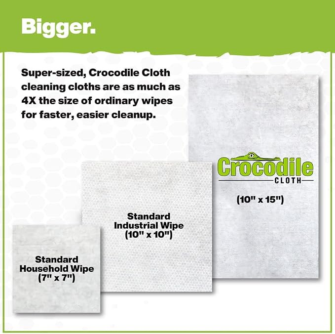 Crocodile Cloth Auto Degreasing Hand & Tool Wipes, 100 Count | Car Wipes for Engine Degreaser, Detailing, Tires, Tools & DIY Projects