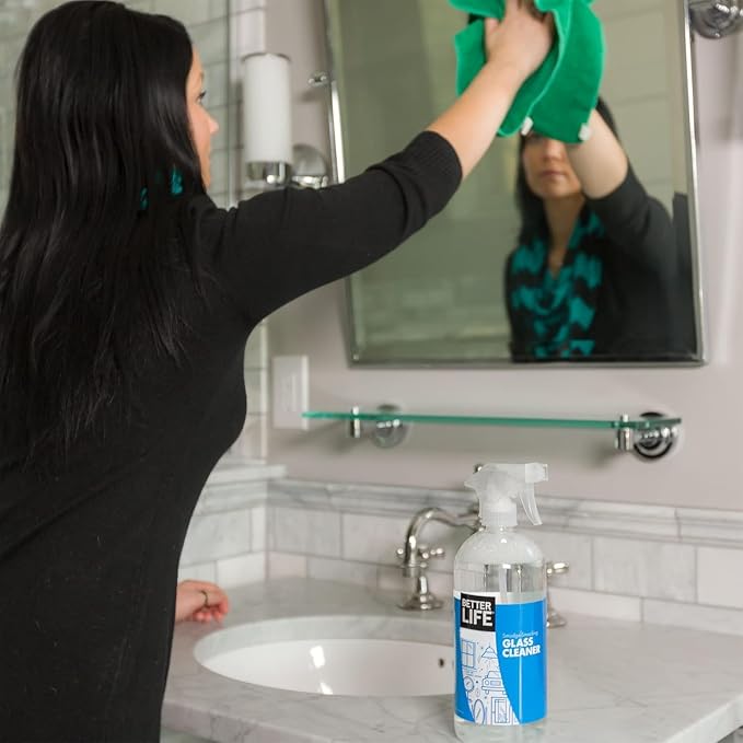 Better Life Glass Cleaner, Streak-free Window Cleaner, Surface Cleaning Spray, Mirror, Screen and Shower Door Cleaner, Removes Fingerprints, Dust, Dirt, Unscented, 32 Oz, Pack of 2