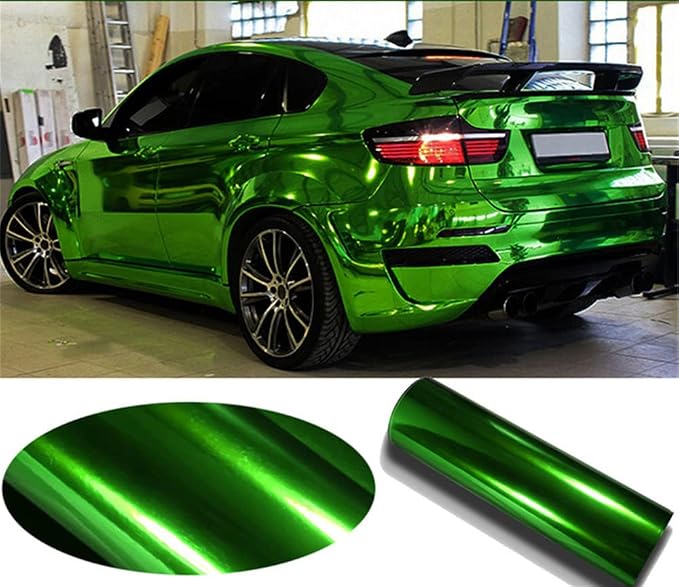 DIYAH Gloss Chrome Mirror Vinyl Car Wrap Sticker with Air Release Bubble Free Anti-Wrinkle 12" X 60" (1 FT X 5FT) (Green)