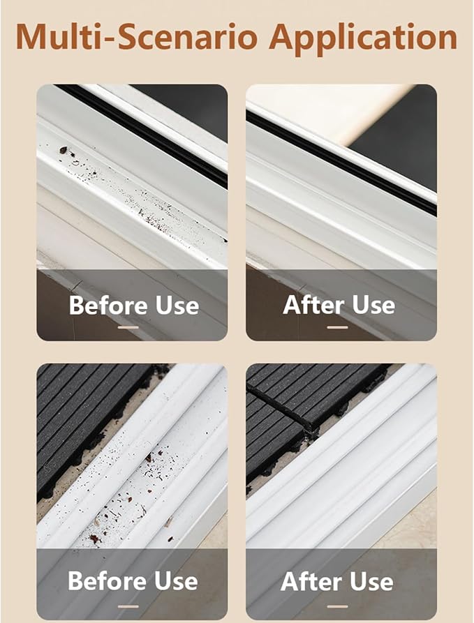 Groove Cleaning Brush 2 in 1 Grout Cleaner Tool Grip Brush Hard Bristle Crevice Cleaning Brush for Sliding Door Track, Window Sill, Window Seal