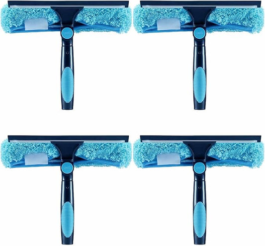 4pcs 11" Window Squeegee & Microfiber Scrubber 2-in-1 Cleaning Tool | Attachment Only